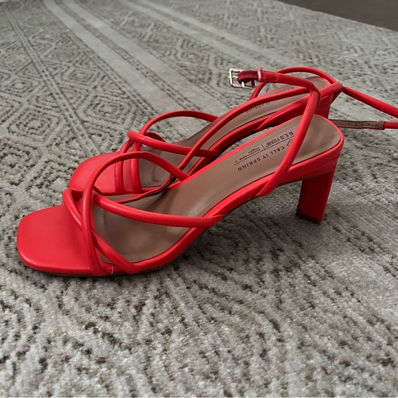 Call It Spring Red Zina Strappy Ankle Strap Sandal - Picture 3 of 5